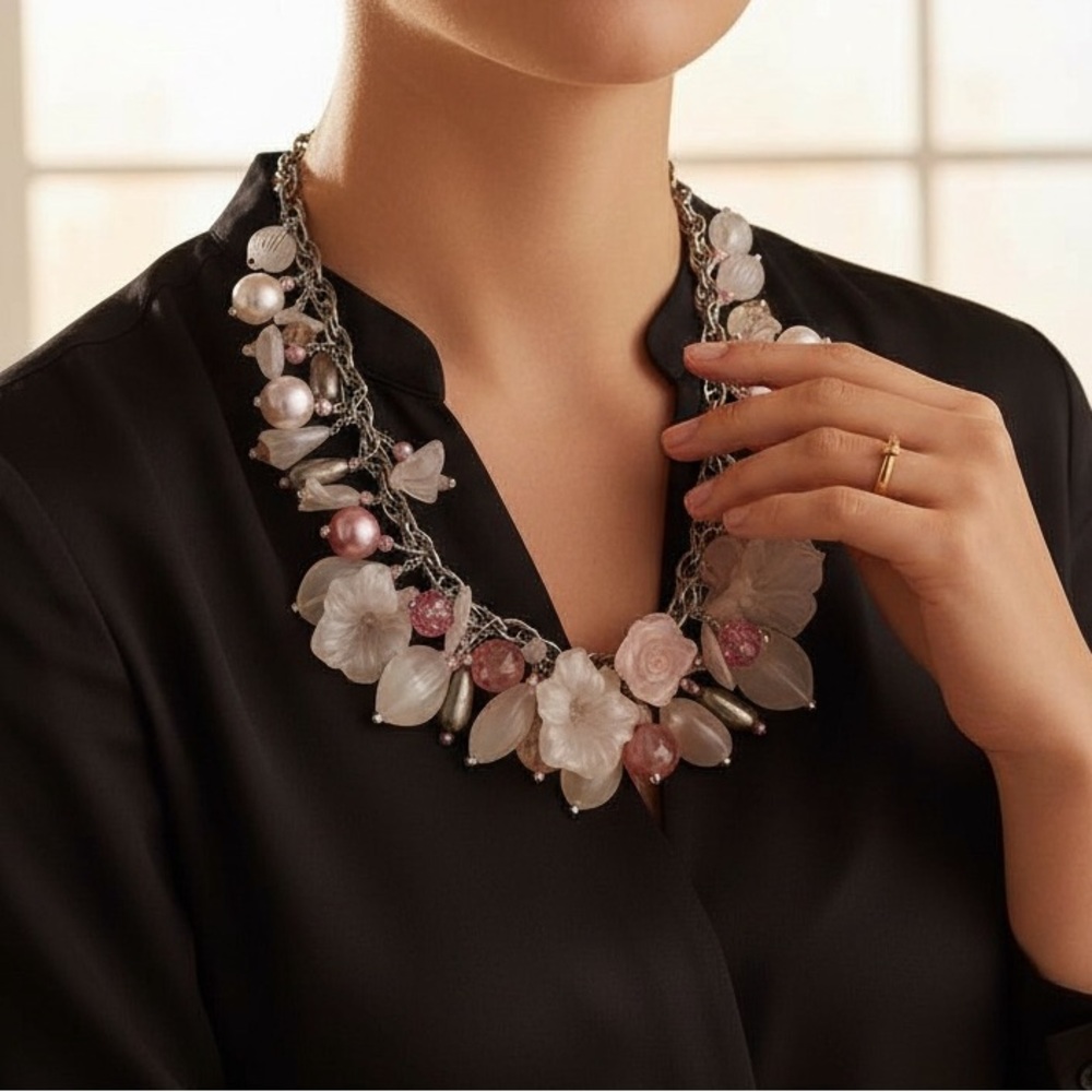 Unsigned Exquisite Vintage Floral Necklace